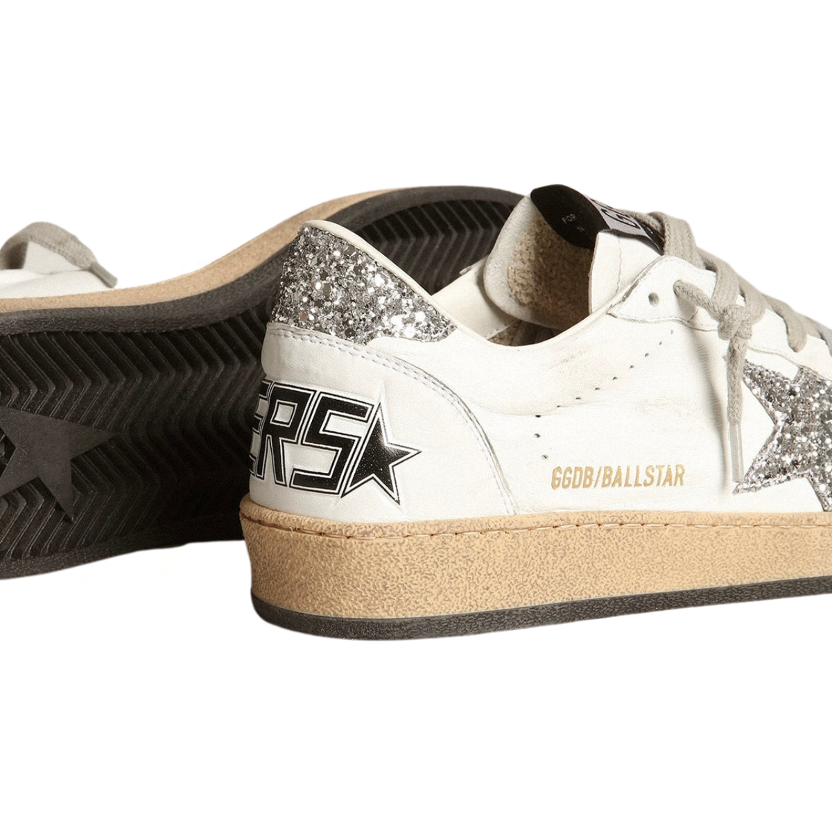 Golden Goose Ball Star in nappa with white star and glitter heel tab(Women's)