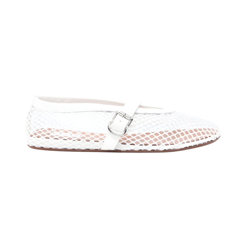 Alaïa Buckle Ballet Flats | White