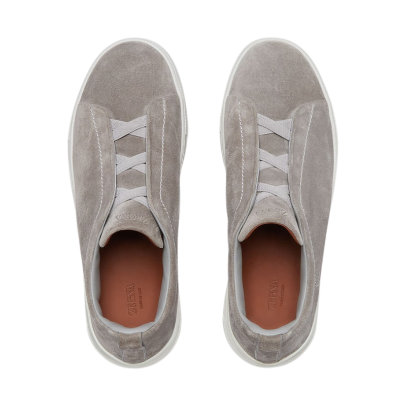 Zegna Grey Mélange Suede Triple Stitch™ Sneakers