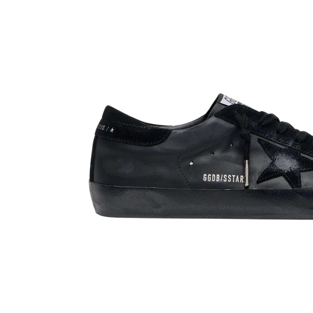 Golden Goose Men's Super-Star in black nappa with black suede star and heel tab