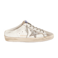 Golden Goose Super-Star Sabot with a platinum glitter star and suede tongue(Women's)