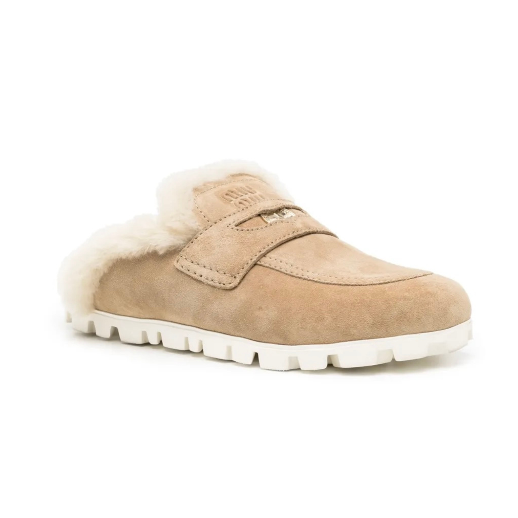 Miu Miu Suede mules - Ecru-