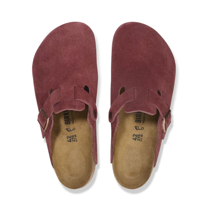 Birkenstock Boston Burgundy – Suede Leather Zinfandel