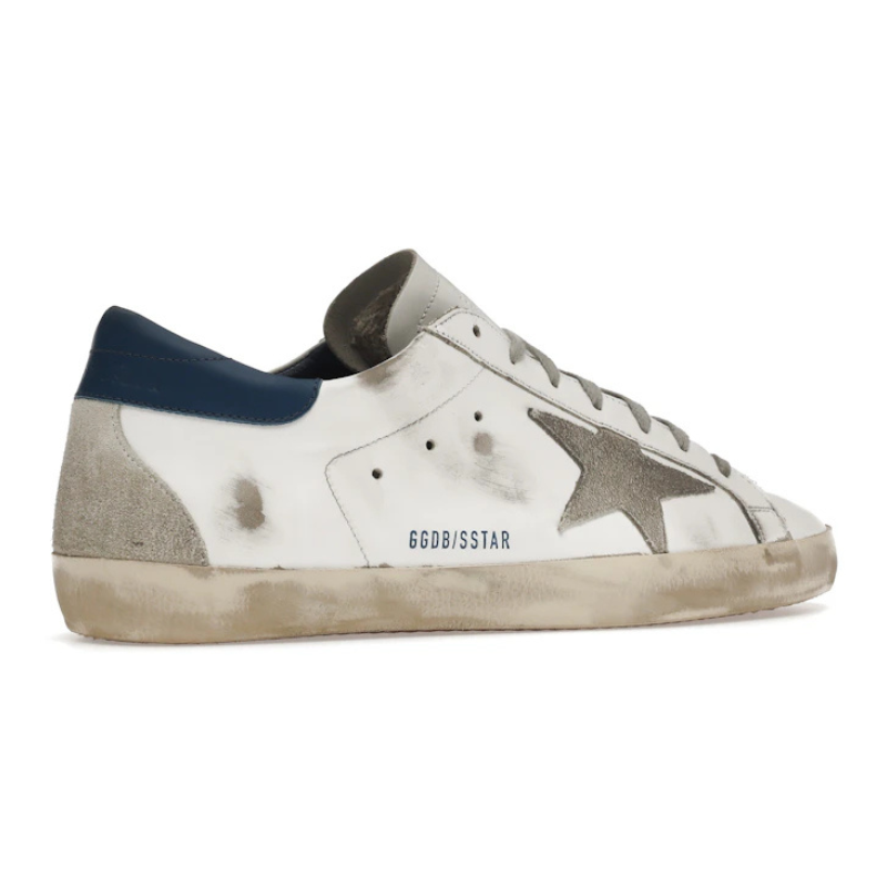 Golden Goose Super-Star – White Royal Blue Grey Suede Patch
