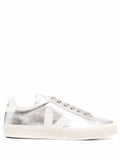 Veja Campo Chromefree lace-up sneakers in silver-white.