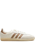 Adidas Samba OG sneaker in the "Cream White/Cardboard" colorway, featuring a breathable cotton mesh upper and suede overlays.