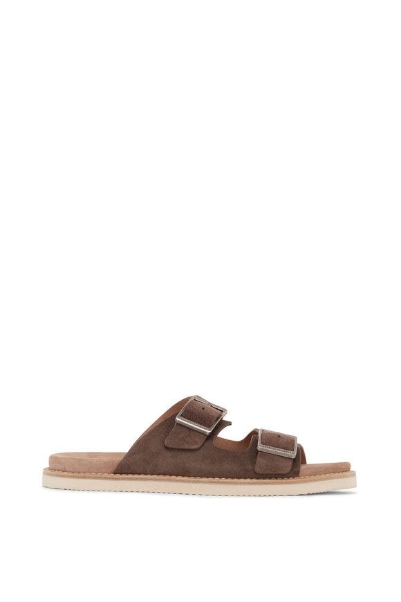 BRUNELLO CUCINELLI Suede Double-Strap Sandals brown